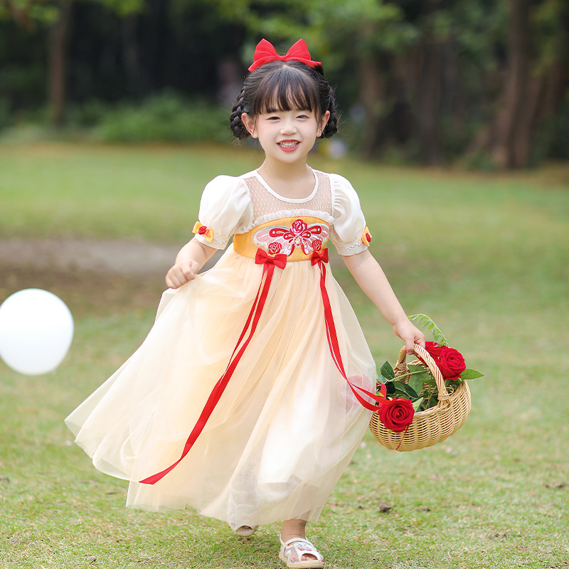 summer new girls‘ han chinese costume chinese style dress children‘s western style super fairy princess dress senior children shirt dress wholesale