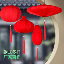 新中式中国风吊灯餐厅酒店灯笼茶楼过道布艺吊灯东方红色装饰灯笼