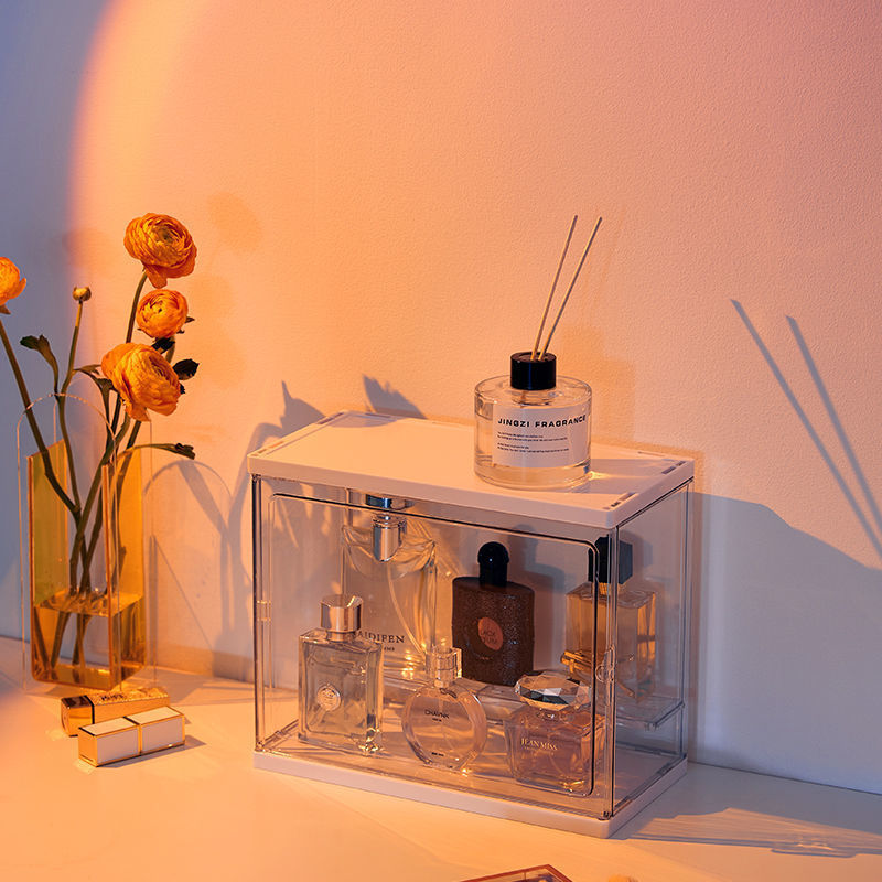 Perfume Storage Box Large Capacity Dustproof Acrylic Display Cabinet Light Luxury Dresser Small Sample Desktop Shelf