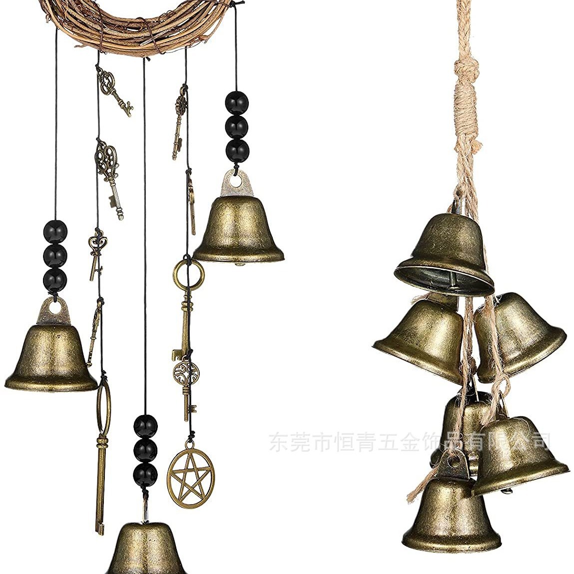 跨境女巫装饰风铃家居保护门铃铛壁挂铃铛手工制作波西米亚风装饰