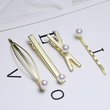 diy配件 珍珠发夹空托 一字夹 碎发边夹 鸭嘴夹 发卡半成品6-10