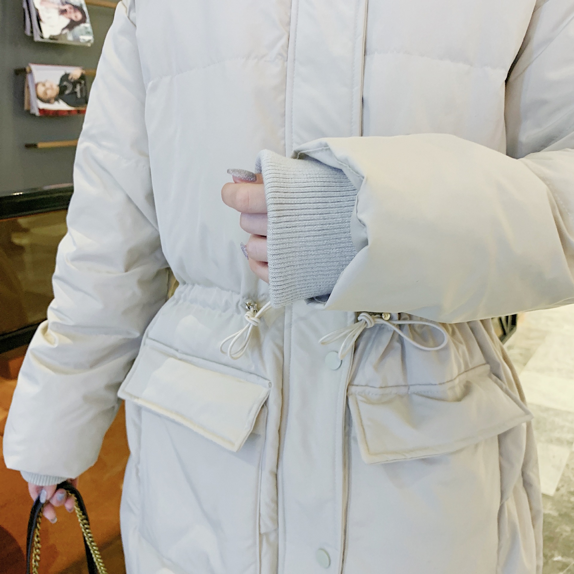2020冬季新款羽绒服女韩版时尚苏苏同款中长款大毛领白鸭绒外套潮
