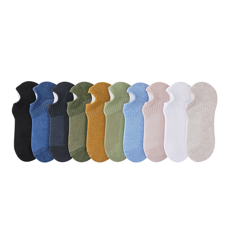 Socks Men's Summer Thin Cotton Socks Sweat-Absorbent Non-Slip Low-Top Tight Men's Socks Mesh Breathable Invisible Socks