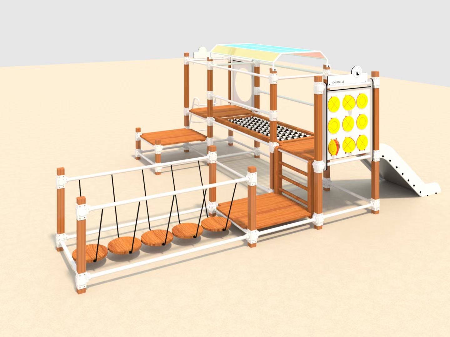 幼儿园木质攀爬架独木荡桥儿童游乐设备大型玩具设施户外钻洞爬网