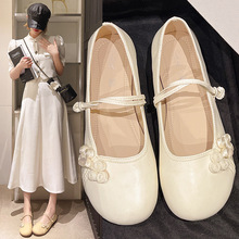 2024夏季新款法式玛丽珍女鞋新中式白色中跟旗袍鞋子高跟粗跟单鞋