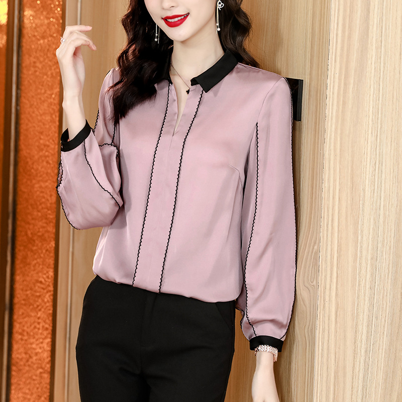 2022春装新款真丝衬衫女长袖刺绣时尚大牌桑蚕丝上衣洋气优雅