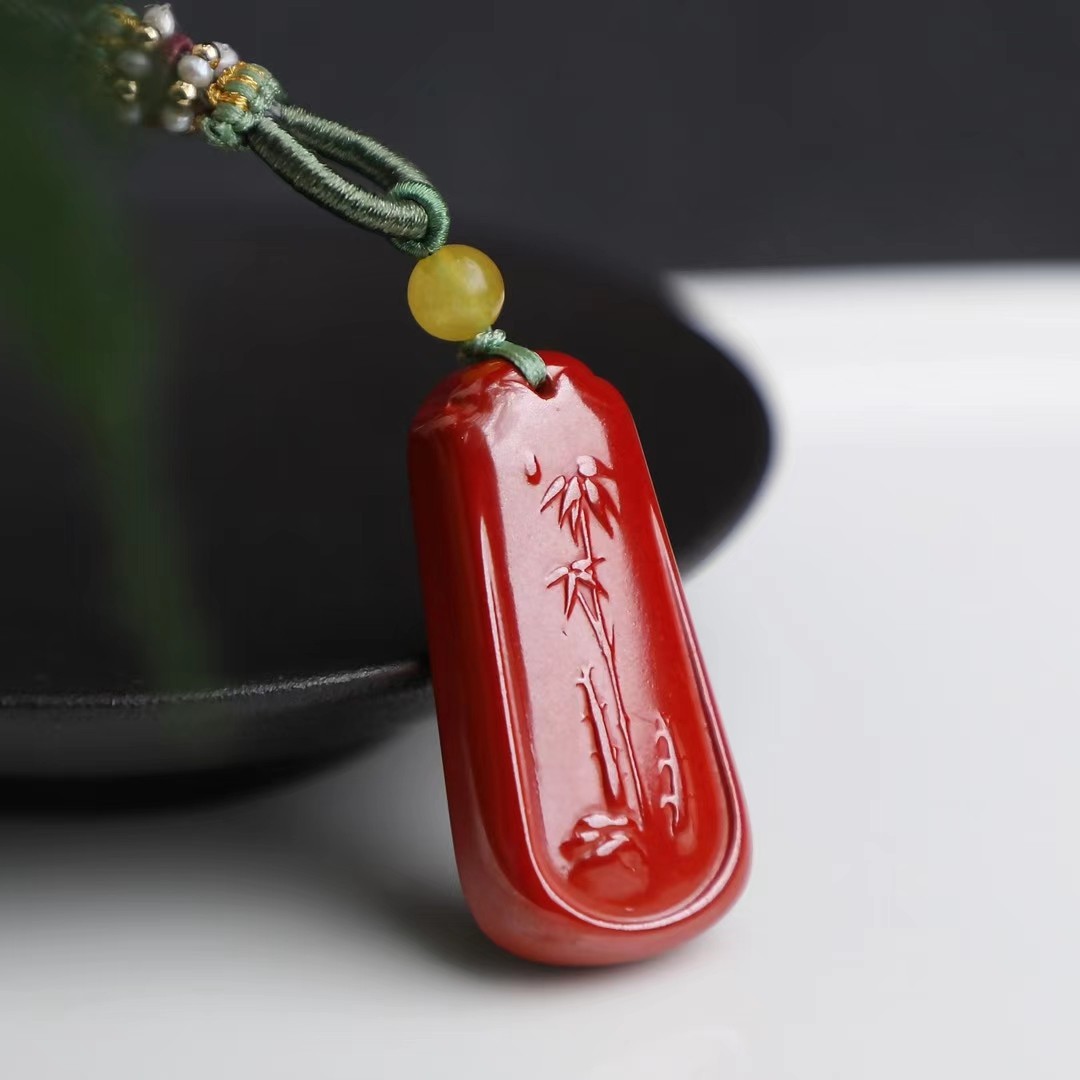 原矿朱砂吊坠,帝王砂节节高吊坠