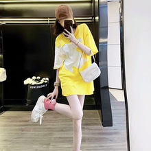黄色短袖t恤女夏季宽松棉2024新款洋气设计感小众潮牌上衣