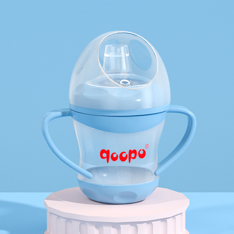 Drop-Resistant Pp Baby No-Spill Cup Baby Large Diameter Double-Word Duckbill Water Cup with Handle Maternal and Child Supplies 160ml