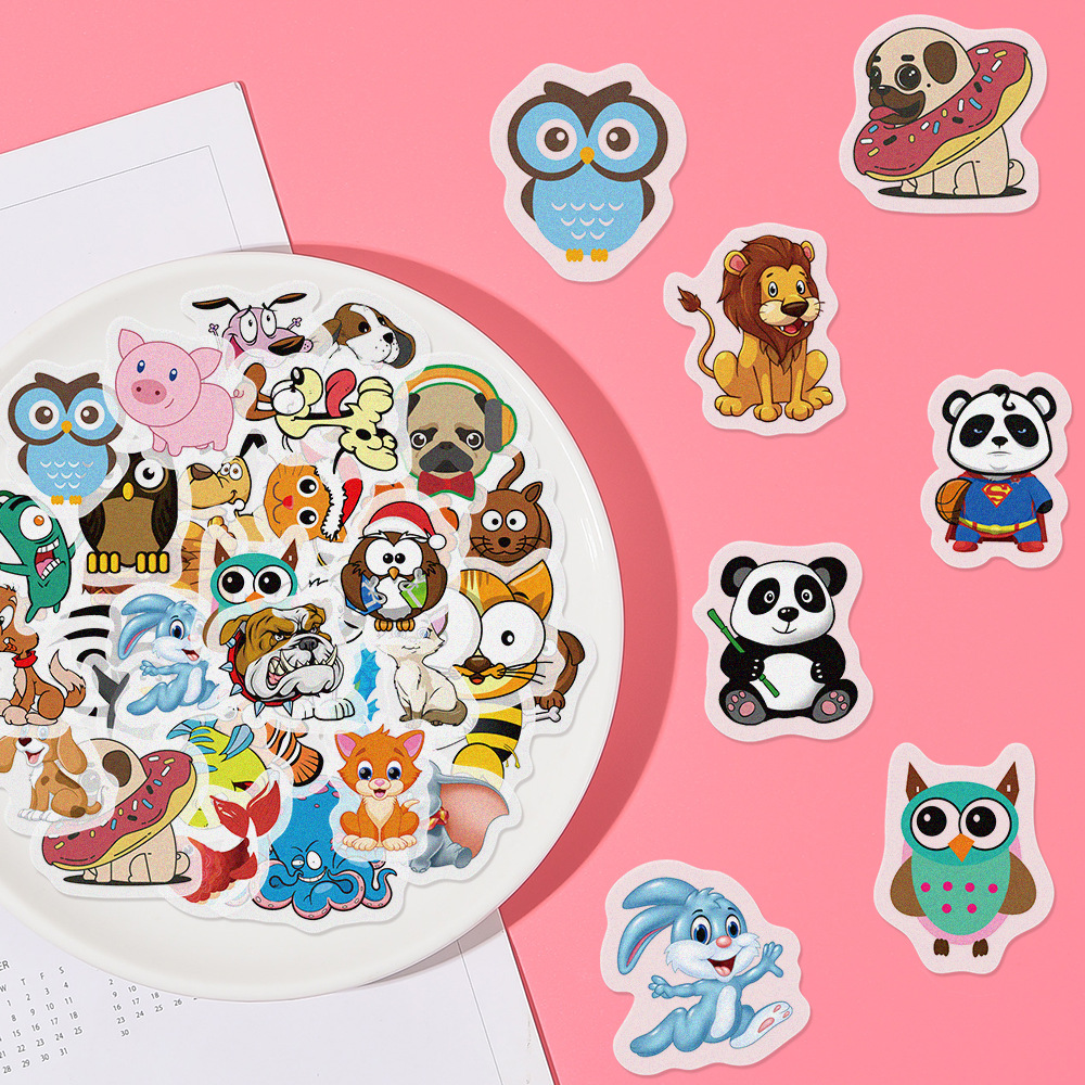 10g卡通可爱小动物清新手帐贴纸水杯保温杯手机笔记本贴纸40枚入