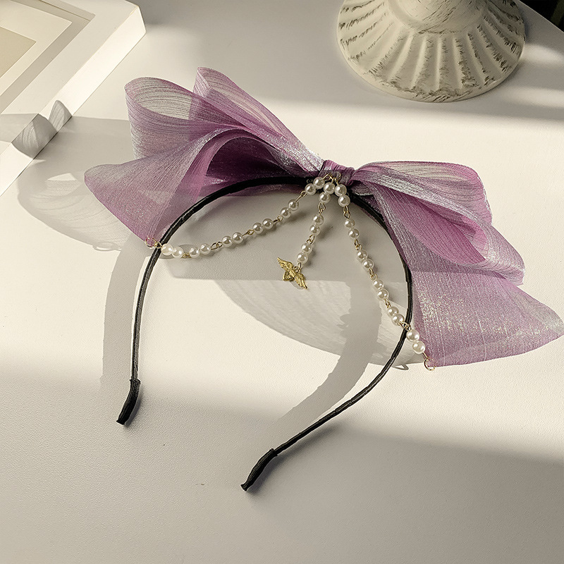 洛丽塔蝴蝶结发箍珍珠发卡头箍额头链超仙公主头饰女孩可爱发饰