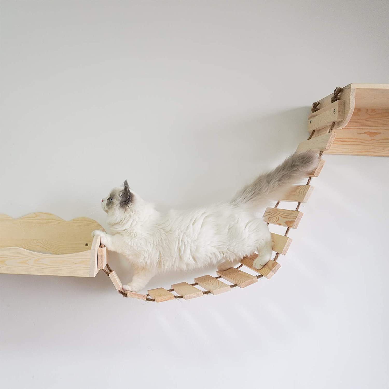 木制猫爬架猫挂式猫窝木质猫跳台吊桥软梯猫架diy墙上猫自由空间