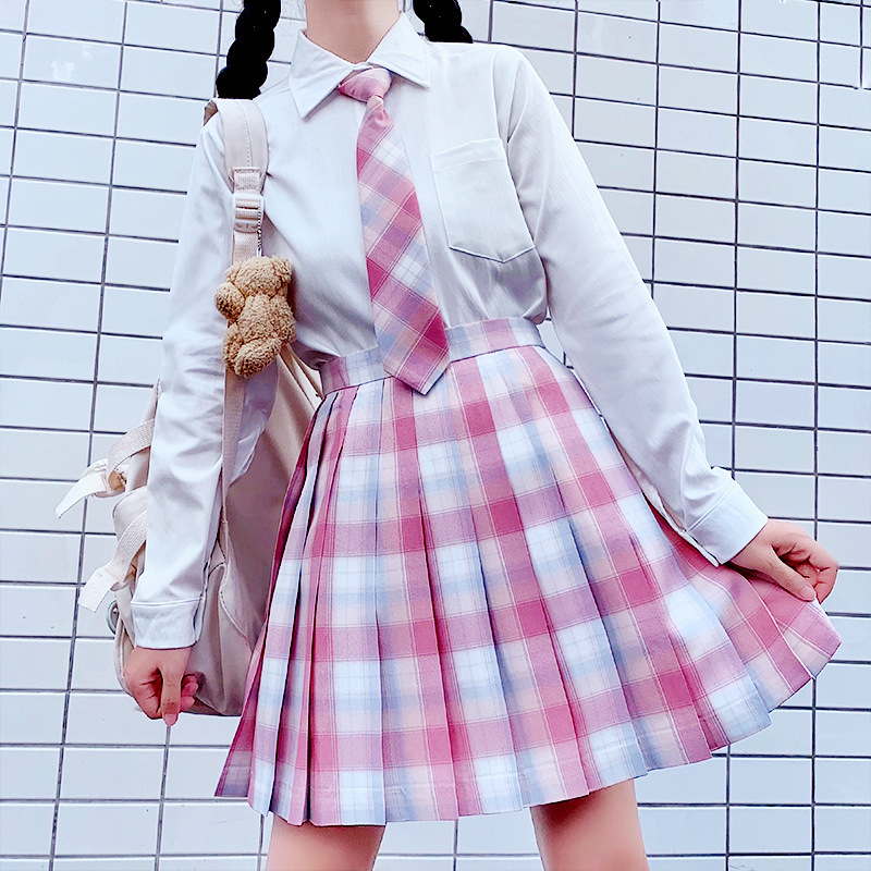 小椿jk制服裙正版全套少女格裙百褶裙长袖秋季学生校服学院风套装
