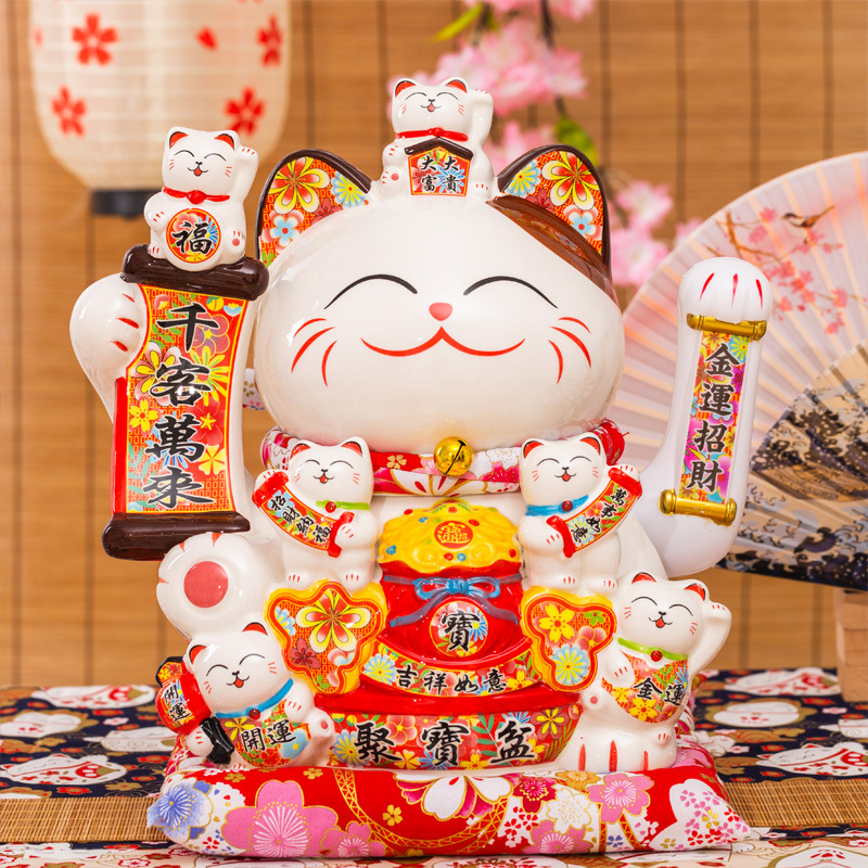 特大号厂家直批20寸招财猫开业摆件八方来财自动招手陶瓷发财猫