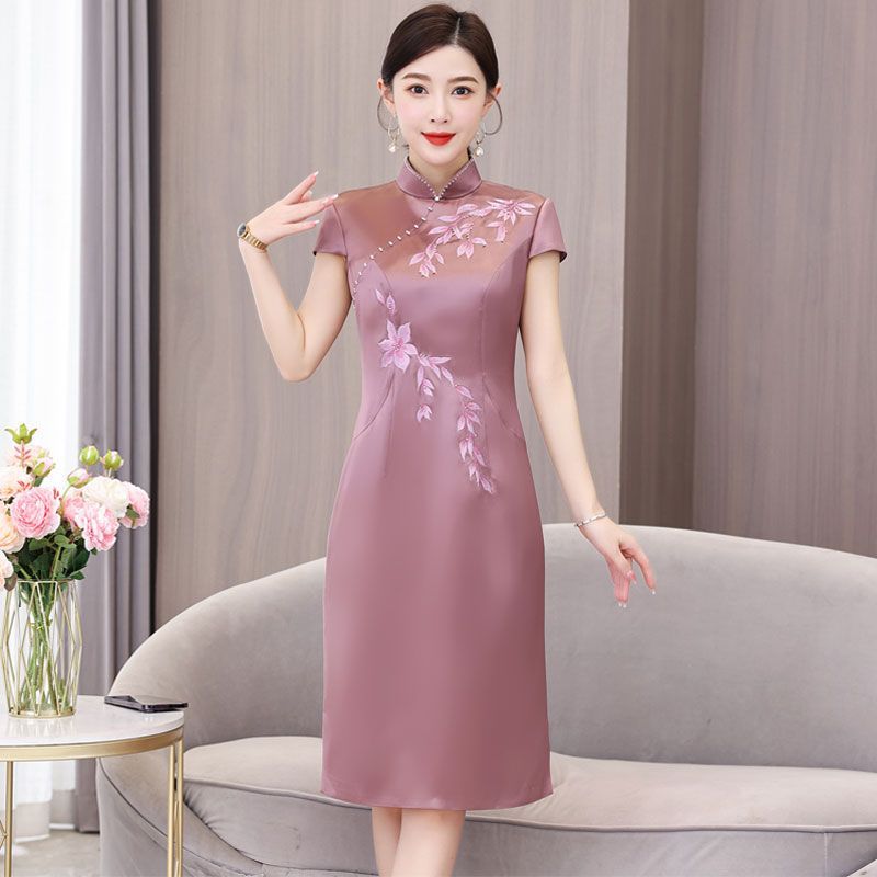 喜婆婆改良旗袍婚宴装连衣裙女装夏季新款敬酒服平时可穿礼服裙子