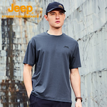Jeep2023新户外休闲运动短袖夏季圆领宽松T恤男吸汗透气徒步上衣