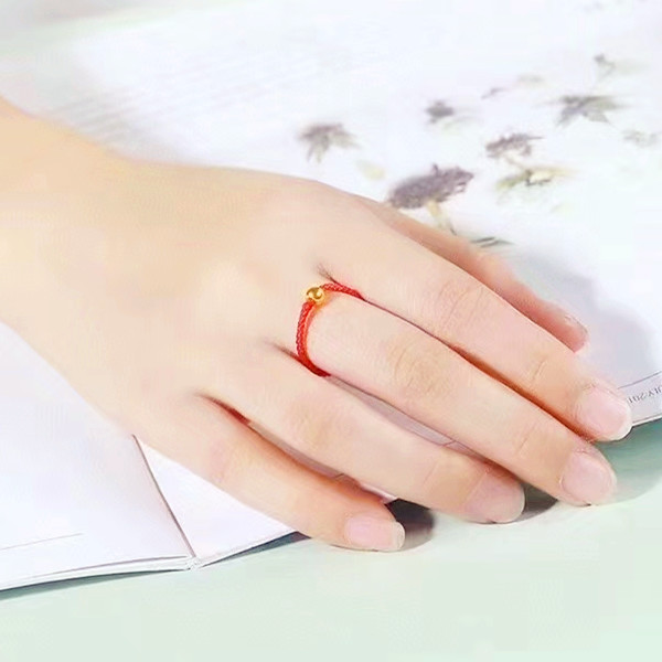 18k转运小金豆戒指 小红书日韩抖音网红闺蜜指环情侣金店引流金珠