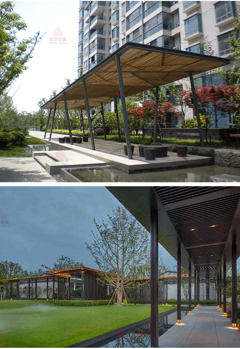 厂家直供不锈钢廊架售楼部园林示范区景观庭院连廊搭建钢结构廊架