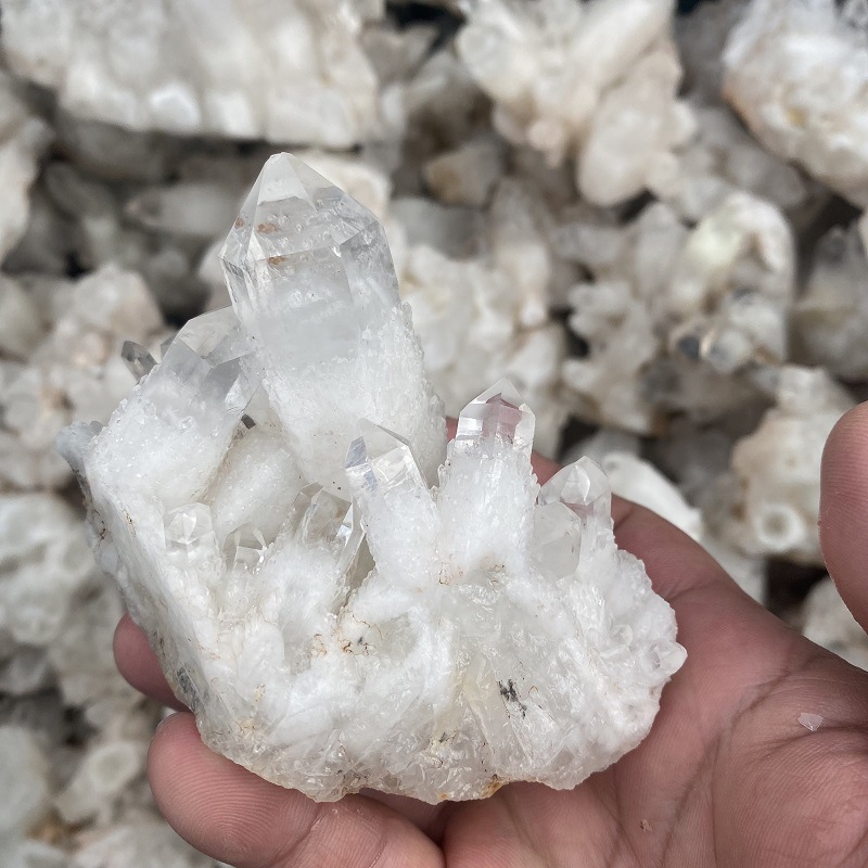 天然白水晶菠萝晶骨干 菠萝晶晶簇  原石矿物标本摆件