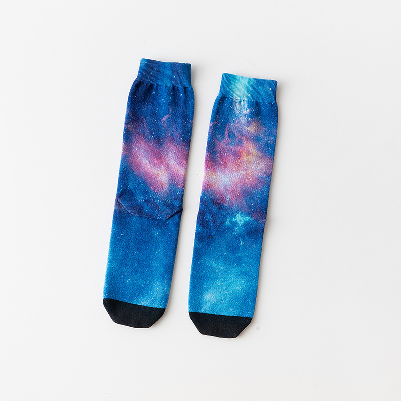 3D Printing and Dyeing Summer Mint Fiber Tube Socks Couple Socks Men's Creative Vision Women's Ins Trendy Long Socks