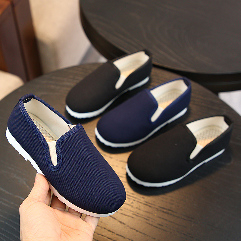 春秋儿童帆布鞋老北京布鞋男童民族风古装汉服鞋学生表演演出鞋子