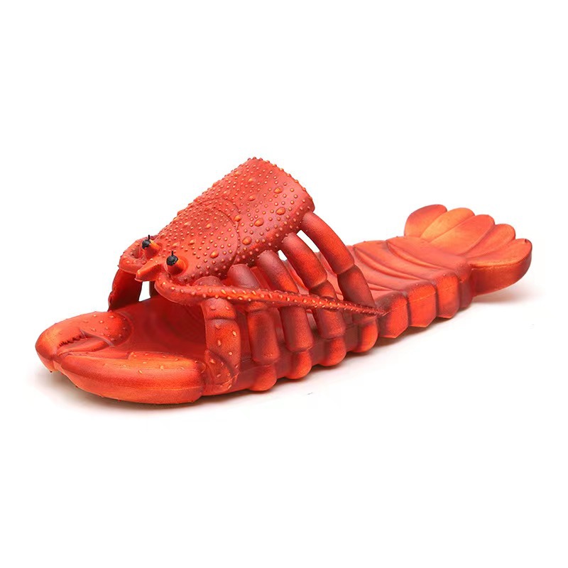 Cute Trending Creative Crayfish Women's Slippers Summer One Family Three Mouth Parent-Child Children Cartoon Beach Holiday Sandals