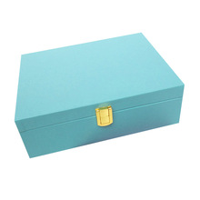 天蓝色带锁扣高档礼品盒丝巾工艺品盒子精油水晶奖牌相册包装盒
