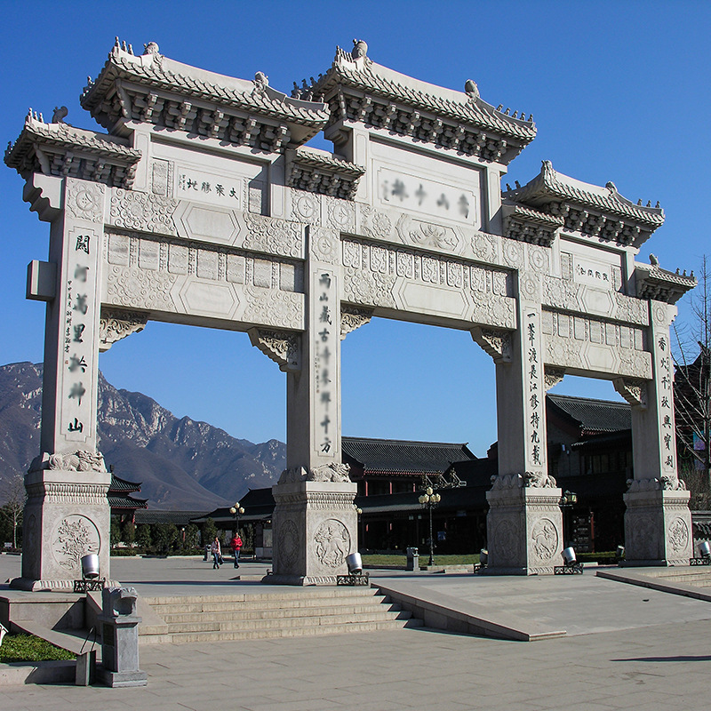 大型石雕牌坊牌楼村口石牌坊花岗岩仿古广场寺庙古建筑单门三门口