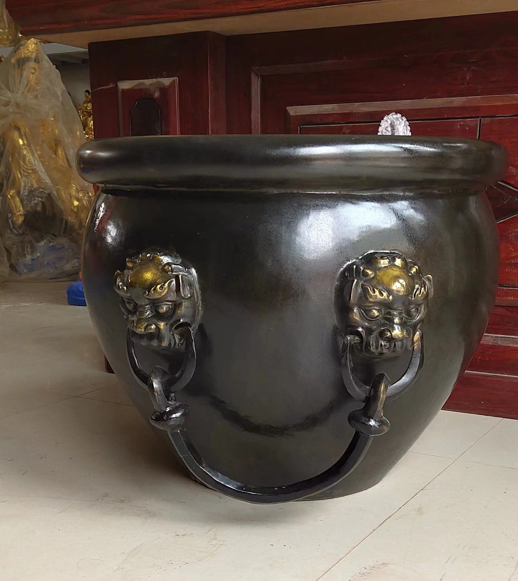 【纯铜缸】鱼缸狮头缸聚财风水铜器家居铜雕公司乔迁开业礼品