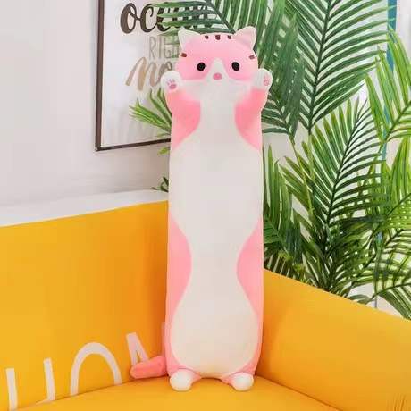 Cross-Border Strip Cat Pillow Amazon Leather Phone Case Cylindrical Pillow Cartoon Cat Large Plush Toy Ragdoll