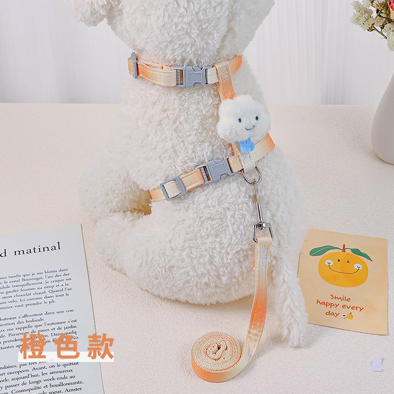 Dog Cat Pulling Rope Cat Chain Anti Breaking Loose Adjustable Vest Cat Leash Puppy Teddy Pet's Chest-Back