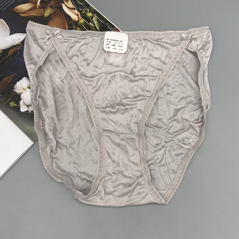 夏季薄款桑蚕丝内裤女三角裤桑蚕丝蝴蝶结低腰高叉性感小裤