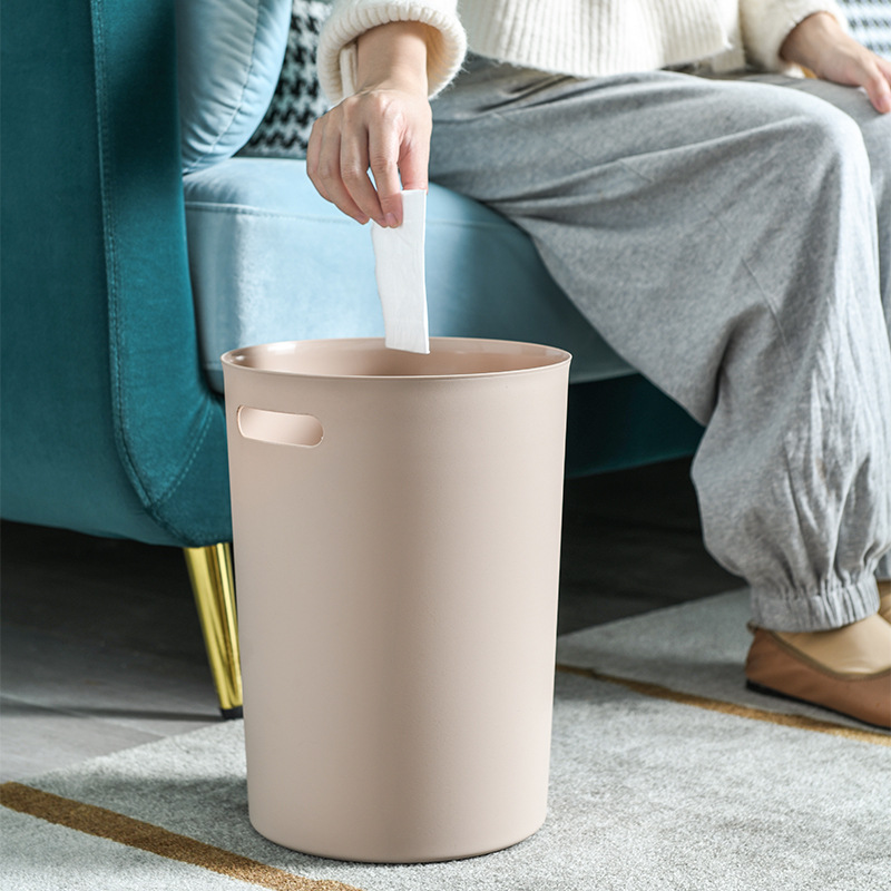 厂家垃圾桶 家用塑料pp手拎大容量可印刷logo圆形垃圾桶 现货批发