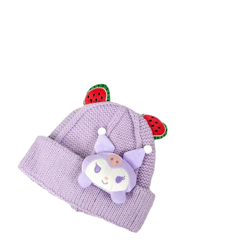 Baby Autumn and Winter Hat Warm Thickened Woolen Cap Boys and Girls Knitted Korean Cute Cartoon Sleeve Cap