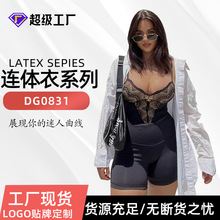 Shapewear跨境大码V领蕾丝收腰塑形女士塑身内衣透气吊带连体束身