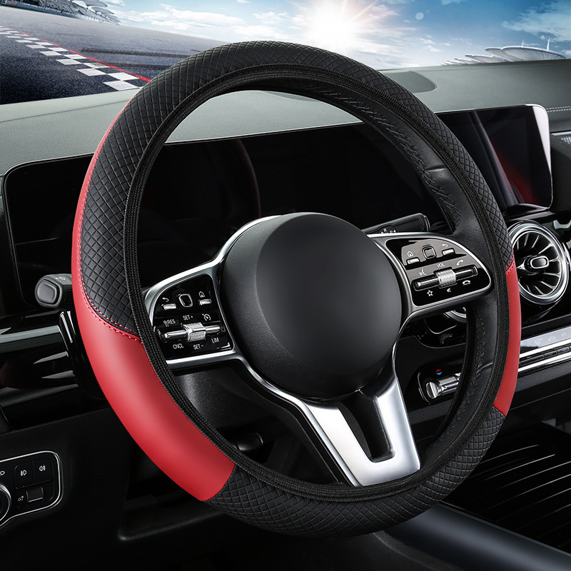 Car Steering Wheel Cover Elastic without Inner Ring Carbon Fiber Leather Four Seasons Universal Cross-Border E-Commerce Model Steering Wheel Cover Wholesale