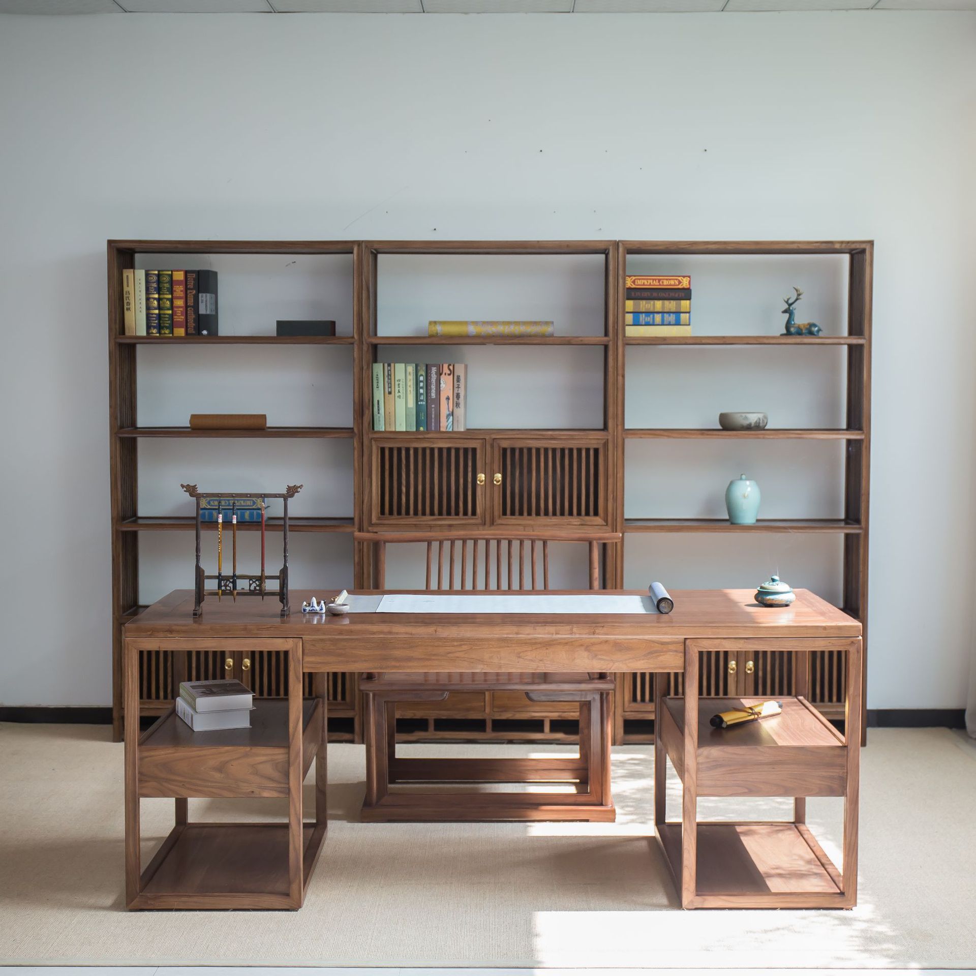 画案书法桌书画桌实木新中式榆木仿古家具明式简约桌写字台书桌