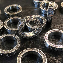 克罗伈s925银十字花永恒之心镶钻戒指复古个性嘻哈朋克情侣款对戒