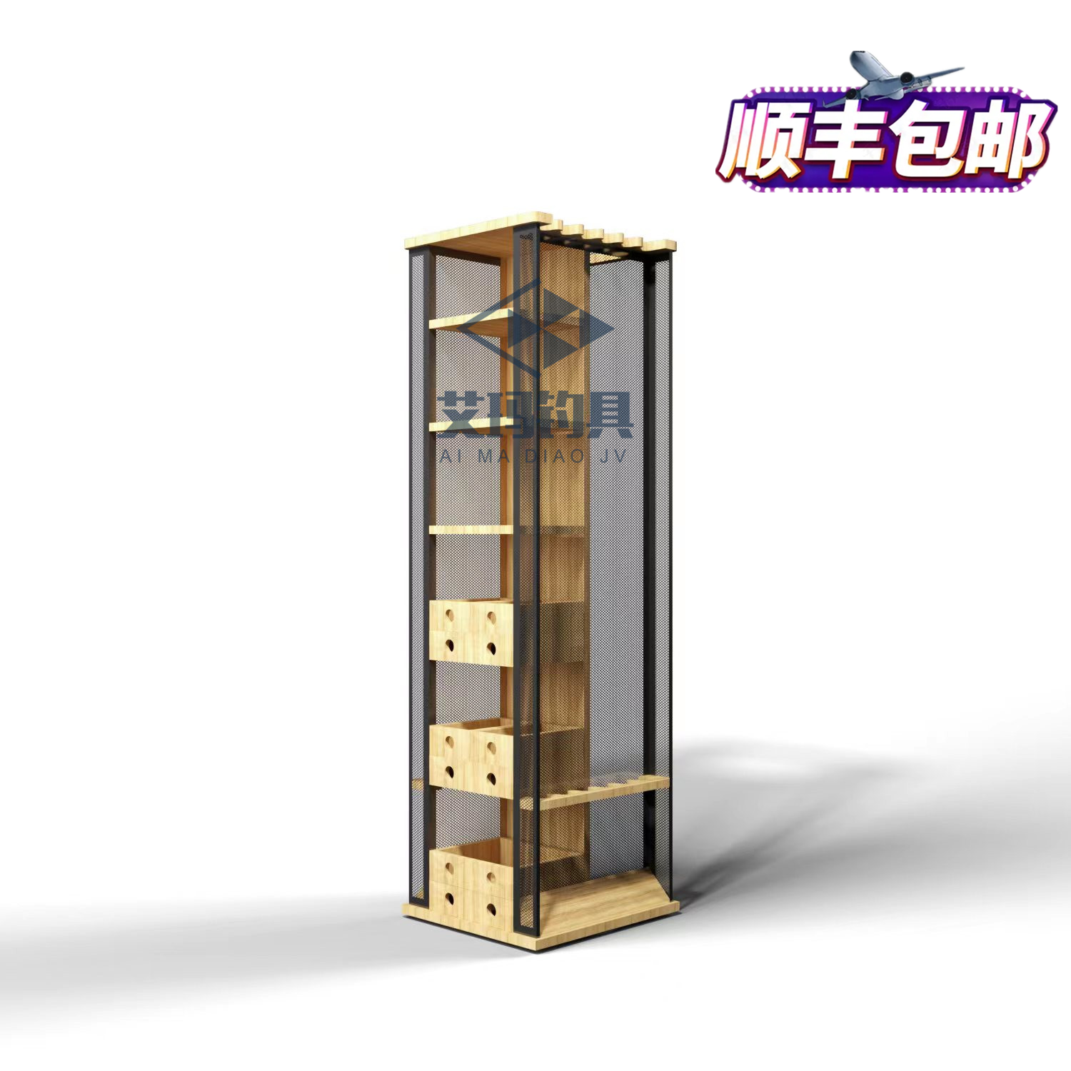 渔具货架实木收纳组合展示多功能海钓鱼竿渔轮展柜家用