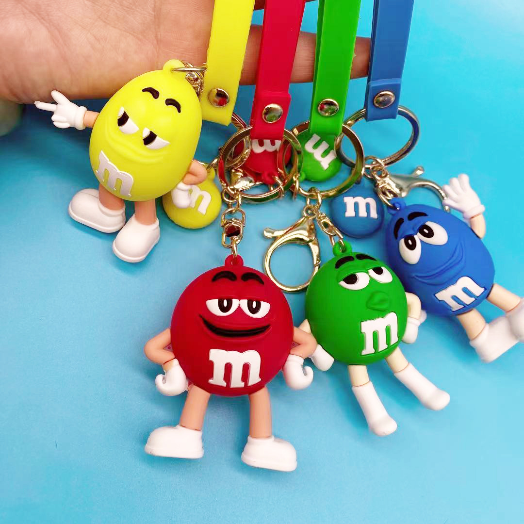 创意ins网红pvc m豆公仔钥匙扣汽车包包配饰小礼品
