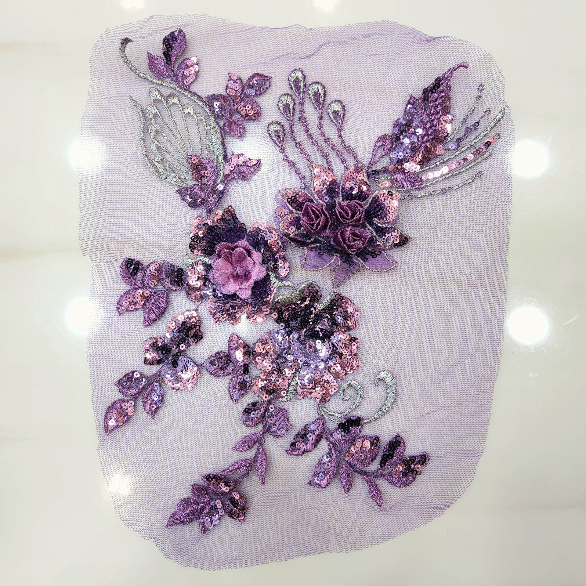 多色亮片刺绣蕾丝贴花 diy礼服时装辅料装饰补丁布贴绣花现货批发