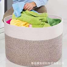 棉线编织大尺寸大容量收纳筐杂物筐脏衣篮玩具可折叠收纳筐