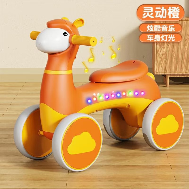 Balance Bike (for Kids) Children Aged 1-3 No Pedal Walker Baby Music Cartoon Four-Wheel Scooter