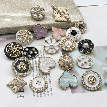 金属珍珠钻石圆形扣子开衫毛衣上衣小香纽扣大衣毛呢衣服装饰女