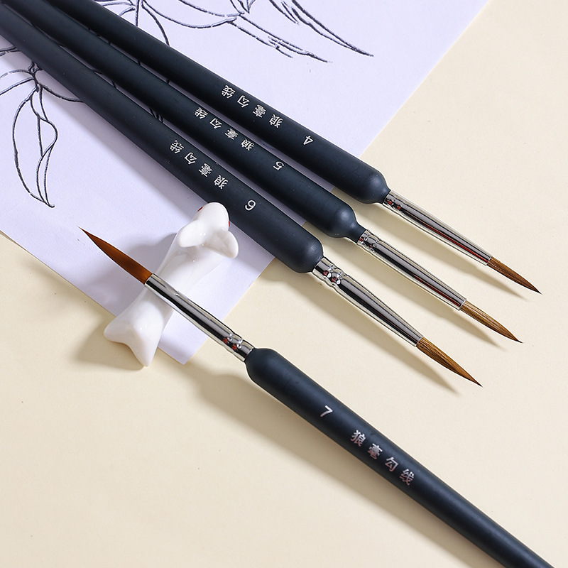 Cross-Border Nail Art Hook Line Pen Weasel's Hair Material Traditional Chinese Painting Art Watercolor Pen Factory Wholesale Brush Oil Painting Pen