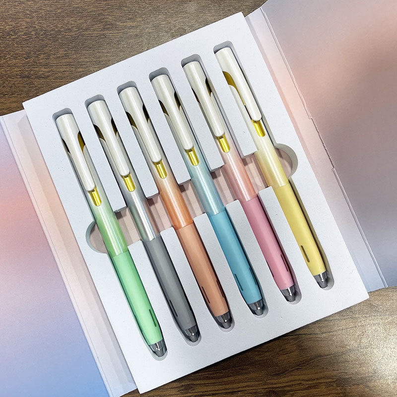 aika爱加ak2066渐变珠光中性笔礼盒双珠低重心速干0.