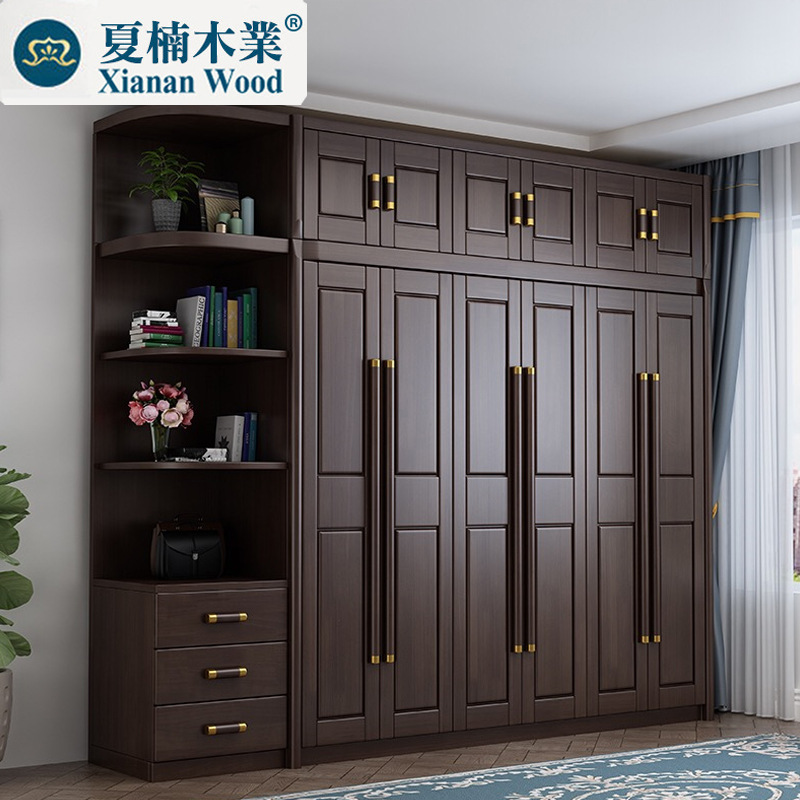 新中式实木衣柜中国风卧室成套家具三四五门组合衣橱大衣柜转角
