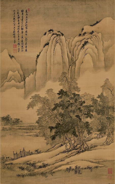 《仿巨然夏山水》 清 王翬 名画 名人字画 51*82cm 包邮