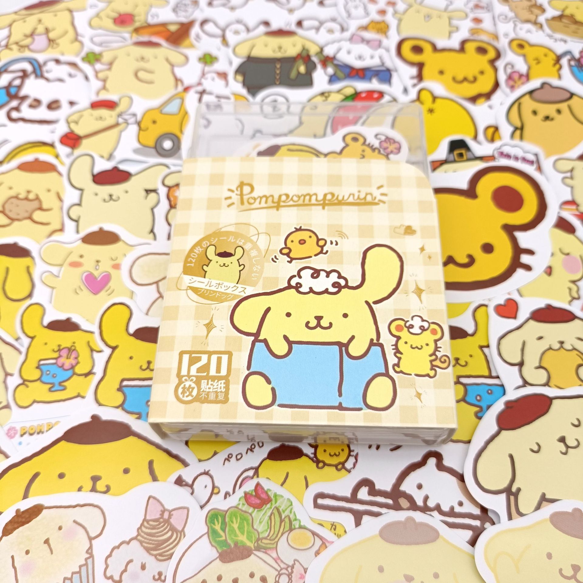 卡通高颜值布丁狗120张贴纸礼盒儿童软萌可爱不重复个性文具贴纸