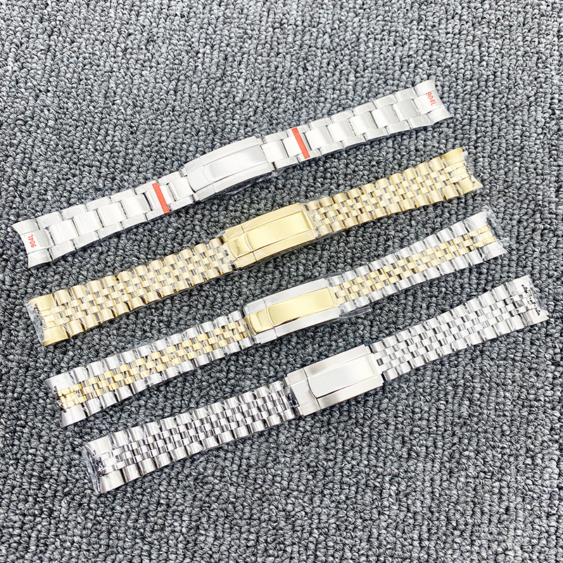 代用劳力shi表带日志水鬼钢带不锈钢折叠扣间金蚝式恒动手表配件